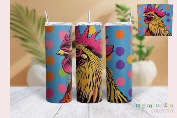 20oz Skinny Tumbler Wrap Pop Art Rooster