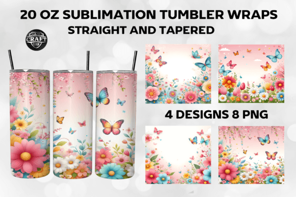 Blooming Flowers Tumbler Wrap 20oz PNG