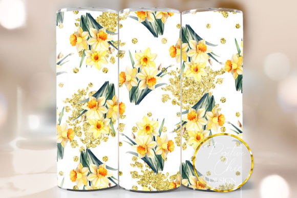Daffodil Tumbler Wrap Spring Flowers PNG