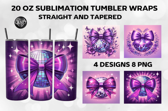 Disco Ball Bow Coquette Tumbler Wrap PNG Review