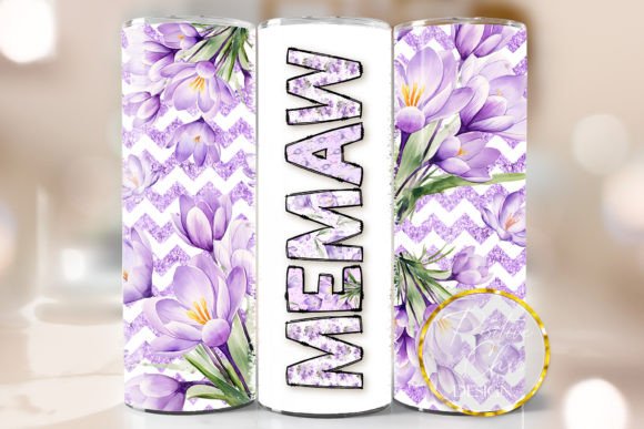 Floral Memaw Tumbler Wrap Design