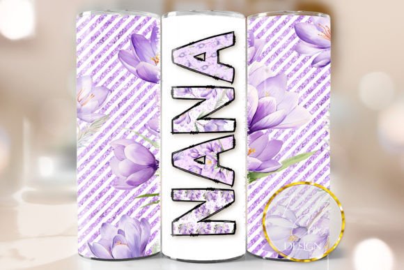 Flowers Nana Skinny Tumbler Wrap Design