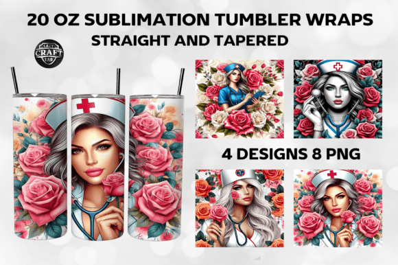 Nurse with Roses 20oz Tumbler Wrap PNG