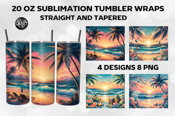 Summer Beach Tumbler Wrap 20oz Skinny Review